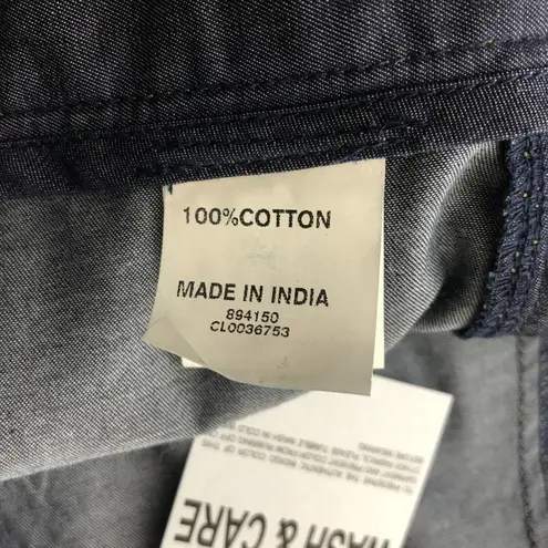 Eshakti Womens Capri Pants Chambray Wide Leg Crop Cotton XL/16