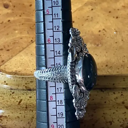 Natural Labradorite Sterling Silver Bumblebee Ring Size 7