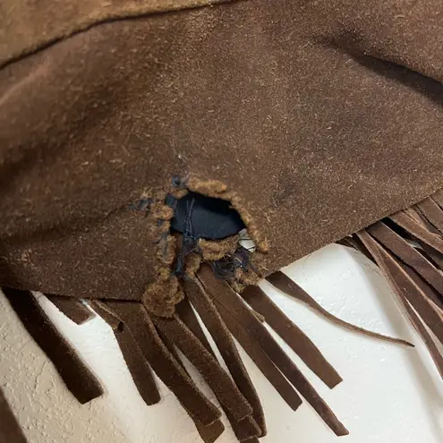 Brown Suede Fringe Leather Jacket Size M