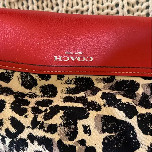 Coach NWOT  Rare Orange Leopard Ocelot Print Leather Women's Shoulder Bag Duffel