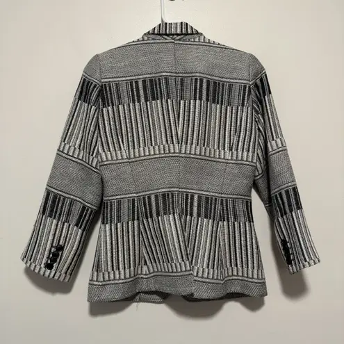 Smythe Woven 90s Shrunken Blazer Black White Abstract Stripe One Button Size 6