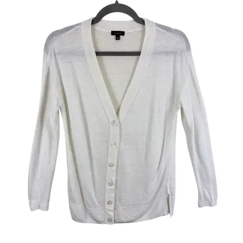 Talbots  100% Linen Long Sleeve V-Neck Lightweight Button Up Cardigan Size XS - Image 1