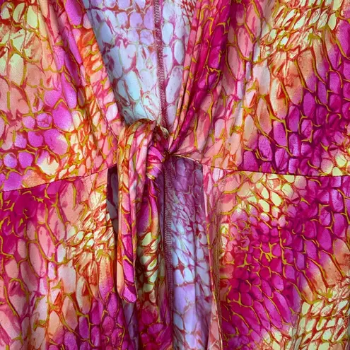 MiracleSuit  front tie pockets Pink printed sleeveless Swim Coverup Dress sz S