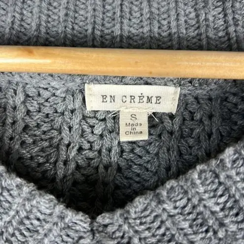 En Creme Oversized Sweater Womens S Gray Cable Knit V