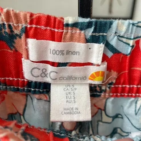 C&C California Floral Print Wide Leg Linen Pants S