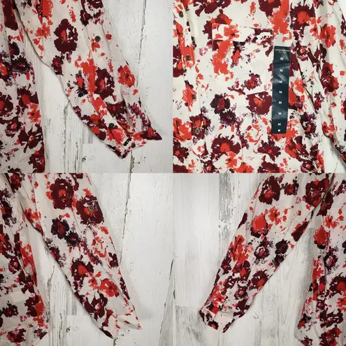 Lucky Brand NWT  Half Button Floral Long Sleeve Tunic Top Women's Size Medium