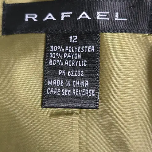 Rafael Womens Green Floral Brocade Blazer Jacket Size 12 Button Front