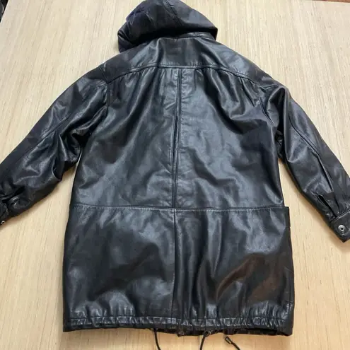 Jacqueline Ferrar i Genuine Leather Size Small Hooded Snap Sleeves Vintage