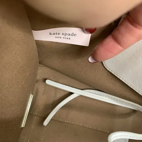 Kate Spade Sam Canvas Satchel Blazer Brown White Leather Trim Shoulder Bag Purse