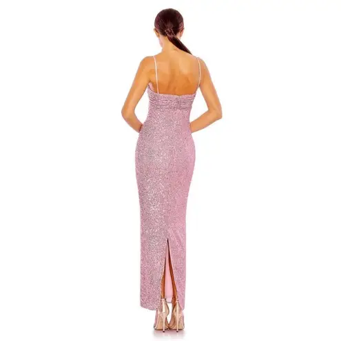 Mac Duggal NWT Sequined Strapless Faux Bow Column Gown Rose Pink 11284 Sz 4