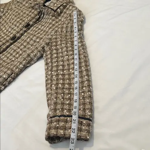 draper's & damon's sz10 brown tan cream tweed blazer jacket with black trim EUC