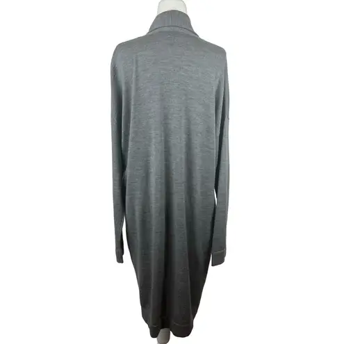 BCBGMAXAZRIA  Womens 100% Merino Wool Longline Cardigan in Grey Sz M | Soft Comfy