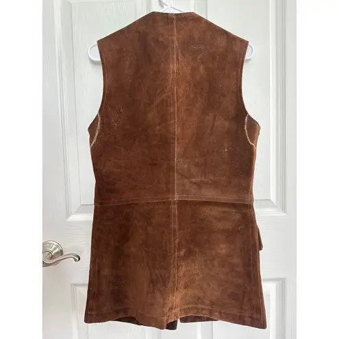 Vintage EL TORO leather Suede buckle closing brown long vest medium