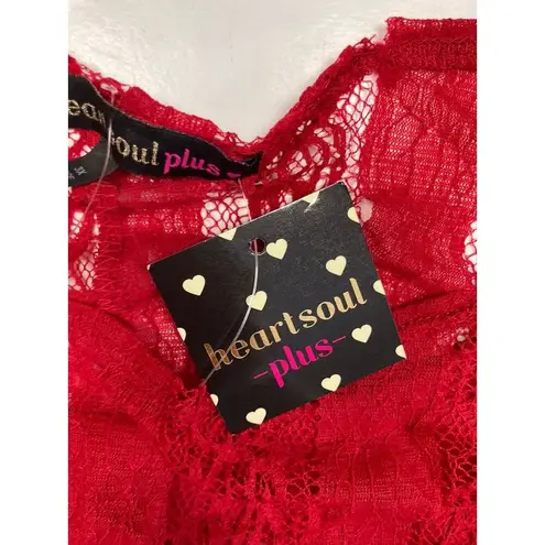 Heart soul New Plus Top Womens 3X Red Sexy Lace Empire Waist Twofer Holiday Party