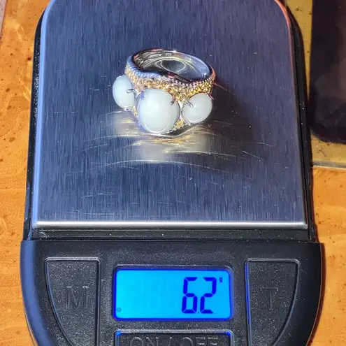 Natural Jade Ring Size 6 Silver