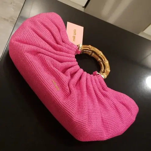 Cult Gaia ππ Banu Mini Tote Bag Raffia Half Moon ~ Qajar Rose Pink NWT