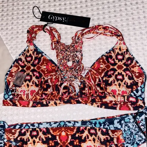 Gypsy 05 NEW! SAND Bikini Size XS Small Racerback Top Cheeky Bottoms Multi Aqua