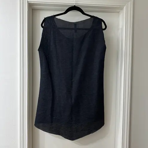 Contemporary Black Sleeveless Top with Abstract Design, Medium