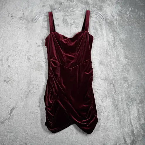 Cider Dress Womens Small Red Velvet Corset Cami Mini Ruched Clubwear Date Night