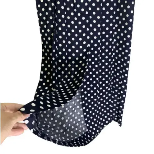 LESLIE LUCKS Blue & Red Ribbon Polka Dot Pin Up Sailor Dress Size 10