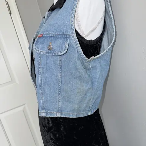 NWT Vintage 90s Tickets Clothing Western 2 Piece Crushed Velvet Dress Denim Vest Black