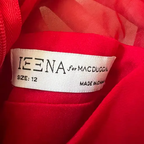 Mac Duggal  Sheer Mesh Panel Sheer Detail Column Gown size 12 red UB