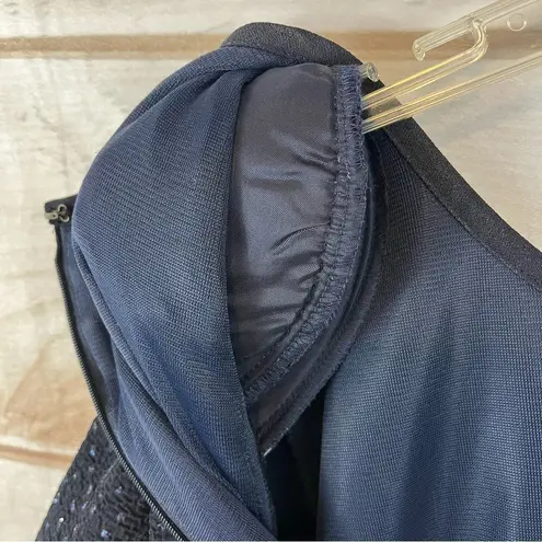 Warren Women’s Navy Sparkly Glittered Stretch Short Holiday Dress Size 6 Petite