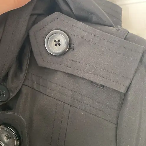 London Fog Black DOUBLE BREASTED HOODED TRENCH COAT WITH WAIST BELT