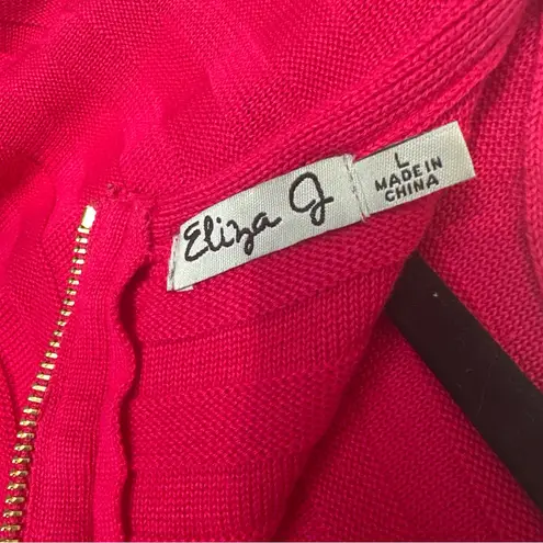 Eliza J Red Fitted Peplum Blouse with Gold Zipper