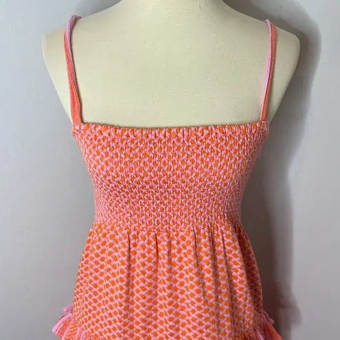 Cecilie Copenhagen Minami Orange Pink Tiered Ruffle Mini Dress Size M
