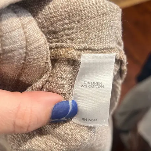 ✨J. Jill Pure Jill Linen Blend Pull On Crinkle Gauze Straight Leg Sz M Pants✨ Tan Size M