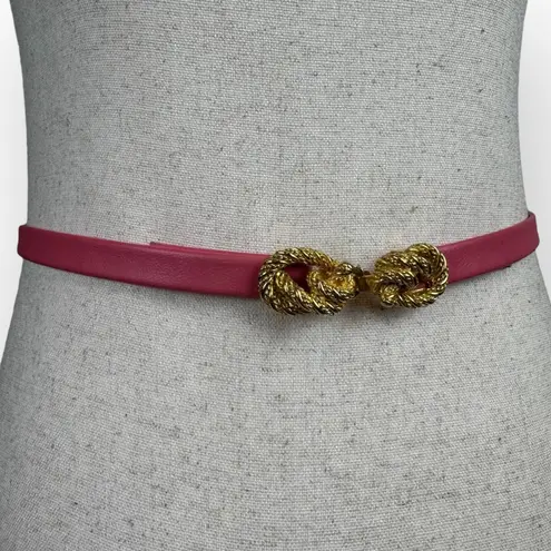Vintage Authentic Mimi di N Pink Belt Gold Rope Buckle Signed 1980s Designer