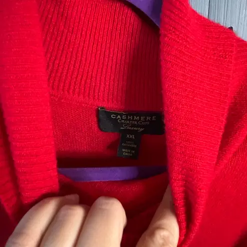 Charter Club Vibrant Red Cowl Neck 100% Cashmere Sweater | Size 2X