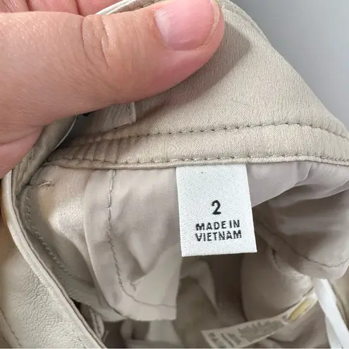 Babaton Cream Faux Leather Straight Leg Pants Size 2