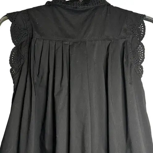 Dear Creatures Mini Dress Trinette Raven Eyelet Lace Poplin Size Small Black