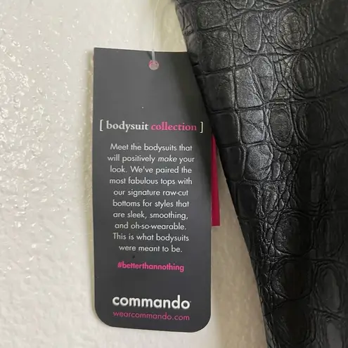 Commando Faux Leather Bodysuit Large Black Womens Croc Embossed Sleeveless