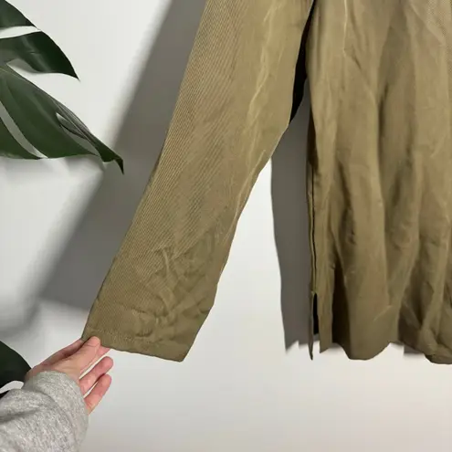 Soft Surroundings Top Women XL Olive Green Mandarin Collar Button Down Lagenlook