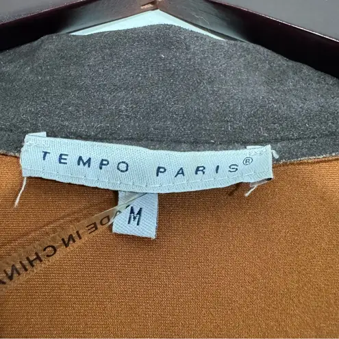 Tempo Paris Anthropologie Faux Suede Botanical Floral Open Front Blazer Jacket