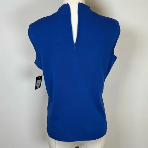 Ming Wang Sleeveless Top Bright Blue High Collar Women’s Size PM Petite Medium