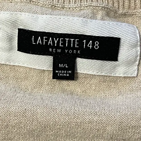 Lafayette 148 3/4 Sleeve High Low Oversized Sweater Blouse Cream Size M/L