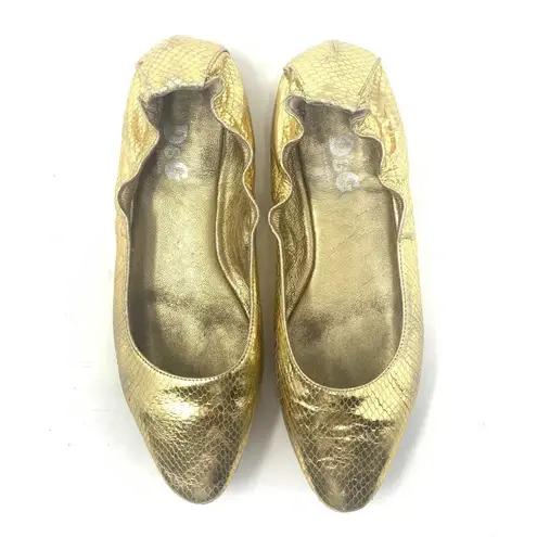 Dolce & Gabbana Gold Metallic Snakeskin Flats