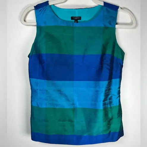 Talbots  Sleeveless Blouse 100% Silk Jewel Toned Striped Women’s Size 2P (Petite)
