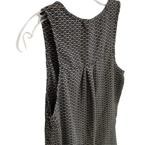 Pleione Women's Black & Tan Geometric Pleated Tank Top S