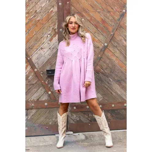 Free People  Jaci Long Sleeve Mock Neck Sweater Dress in Lavender Size X-Small