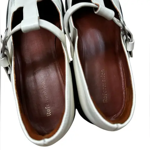 Reformation  Abalonia Patent Leather Mary Jane Loafers Retro Preppy Cream Size 6
