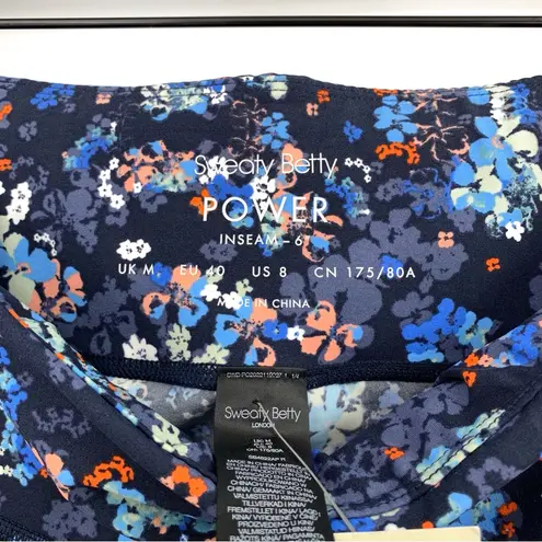 Sweaty Betty NWT Power 6" Biker Shorts Blue Floral Kaleidoscope Print M