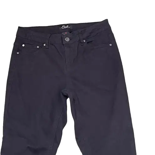 Earl Jean Womens Denim Ankle Pants Size 6 Black Jeweled Leg Cuffs Stretch 28X26