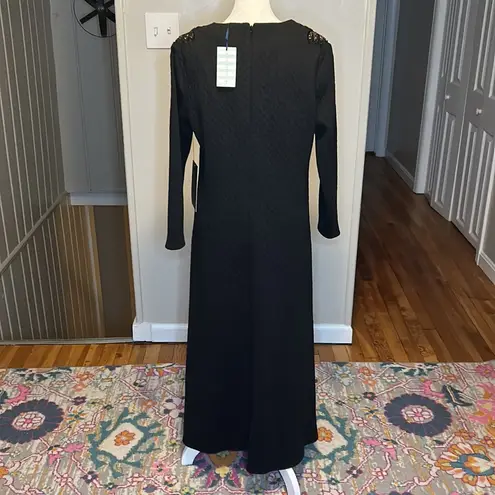 Tuckernuck  Black Beaded Harper Quilted Midi 3/4 Sleeves Dress NWT Size Large