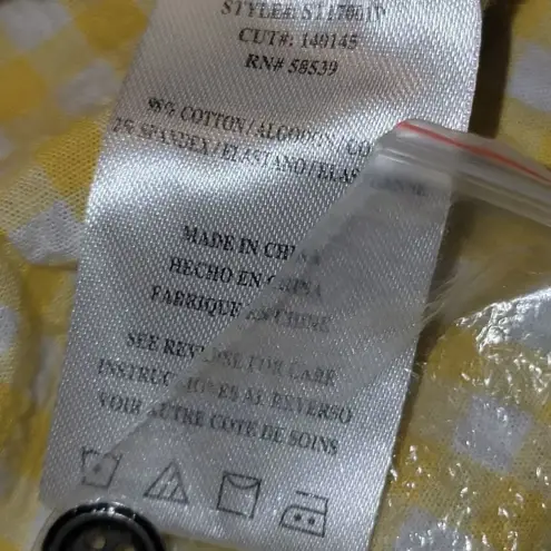 Kut From The Kloth NWOT  Womens Yellow White Gingham Long Sleeve Shirt SP Small P