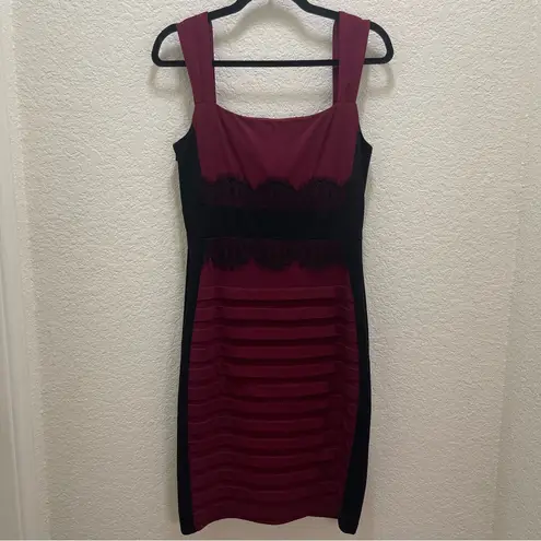 JAX Burgundy and Black Tiered Dress